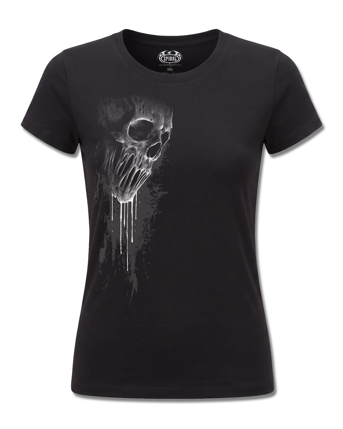 Spiral Bat Curse design, front view on Black F775, Rock Off Retail official merch