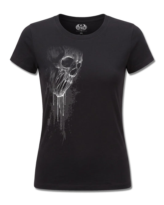 Spiral Bat Curse design, front view on Black F775, Rock Off Retail official merch
