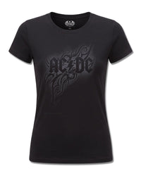 AC/DC Tribal (AC/DC) design, front view on Black F775, Rock Off Retail official merch