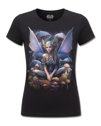 Spiral Magical design, front view on Black F775, Rock Off Retail official merch