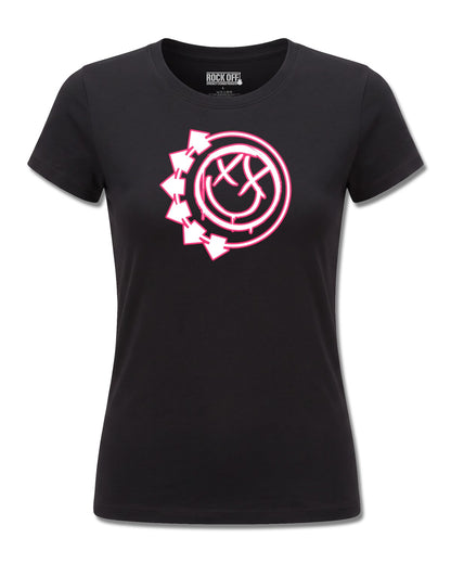 Blink-182 Six Arrow Smile (blink-182) design, front view on Black F775, Rock Off Retail official merch