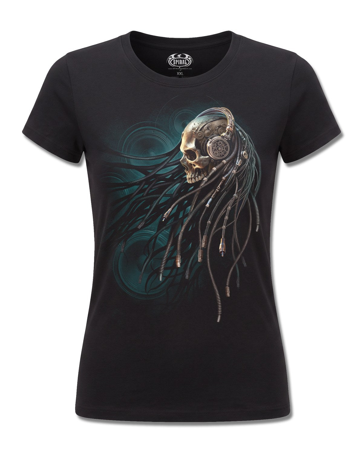 Spiral Dread Rocks design, front view on Black F775, Rock Off Retail official merch