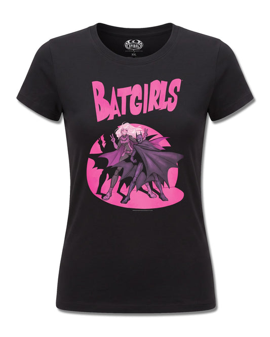 DC Comics Batgirls Duo (Batman) design, front view on Black F775, Rock Off Retail official merch