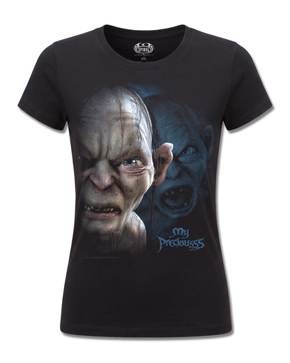 The Lord Of The Rings Gollum My Preciousss (The Lord Of The Rings) design, front view on Black F775