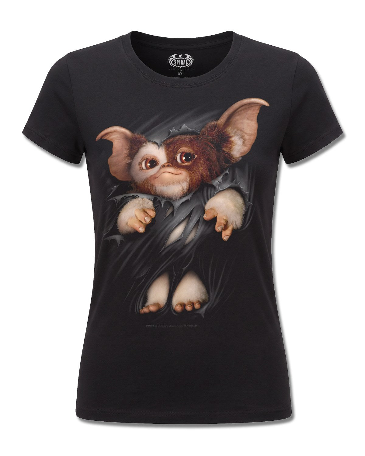 Gremlins Gizmo (Gremlins) design, front view on Black F775, Rock Off Retail official merch
