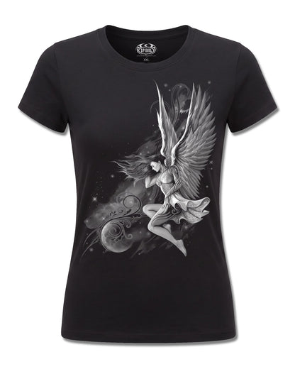 Spiral Lucid Dreams design, front view on Black F775, Rock Off Retail official merch