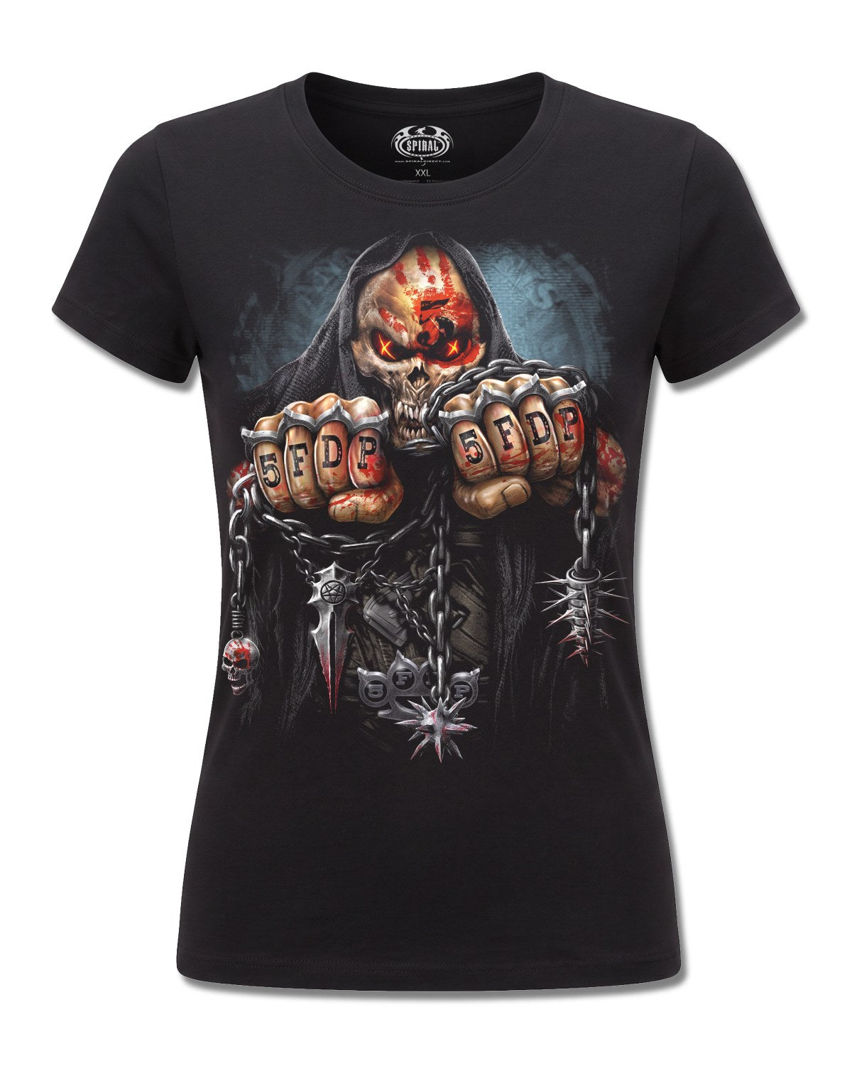 Five Finger Death Punch Game Over (Five Finger Death Punch) design, front view on Black F775, Rock Off Retail official merch