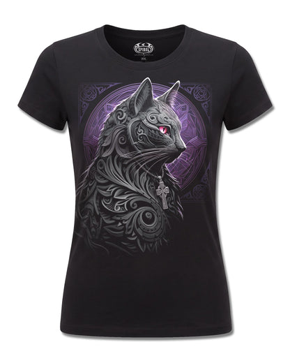 Spiral Celtic Whiskers design, front view on Black F775, Rock Off Retail official merch