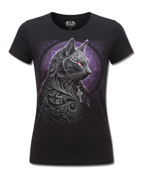 Spiral Celtic Whiskers design, front view on Black F775, Rock Off Retail official merch
