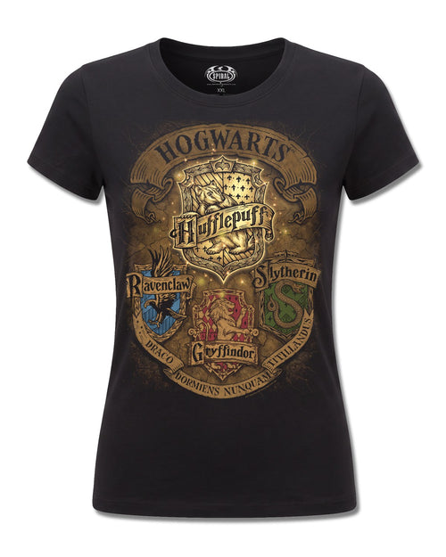 Harry Potter Hufflepuff Crest Ii (Harry Potter) design, front view on Black F775, Rock Off Retail official merch
