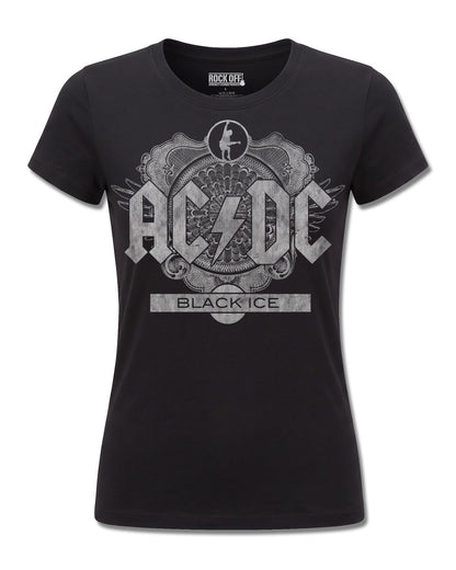 AC/DC Black Ice (AC/DC) design, front view on Black F775, Rock Off Retail official merch