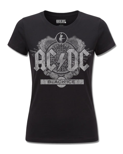 AC/DC Black Ice (AC/DC) design, front view on Black F775, Rock Off Retail official merch