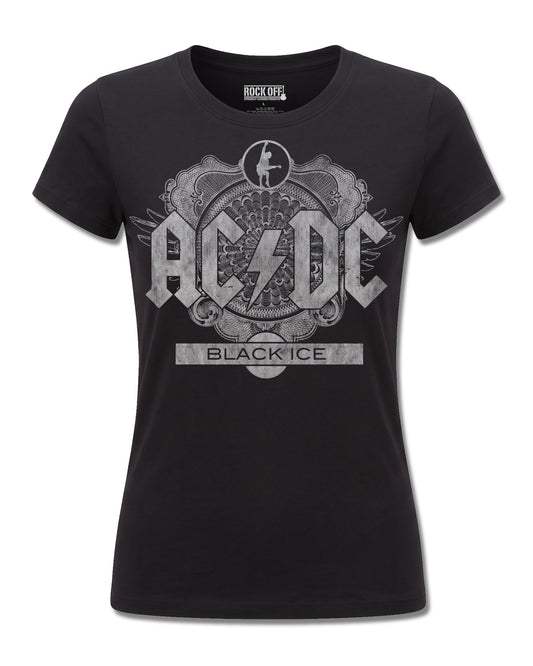 AC/DC Black Ice (AC/DC) design, front view on Black F775, Rock Off Retail official merch