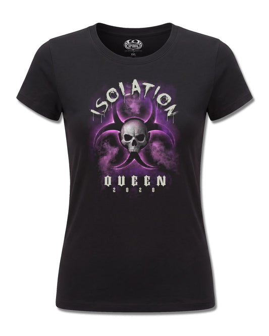 Spiral Isolation Queen design, front view on Black F775, Rock Off Retail official merch