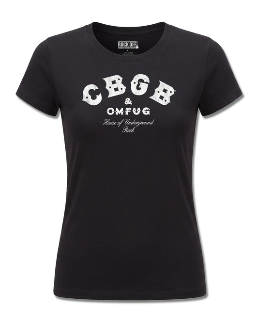 Cbgb Classic Logo (CBGB) design, front view on Black F775, Rock Off Retail official merch