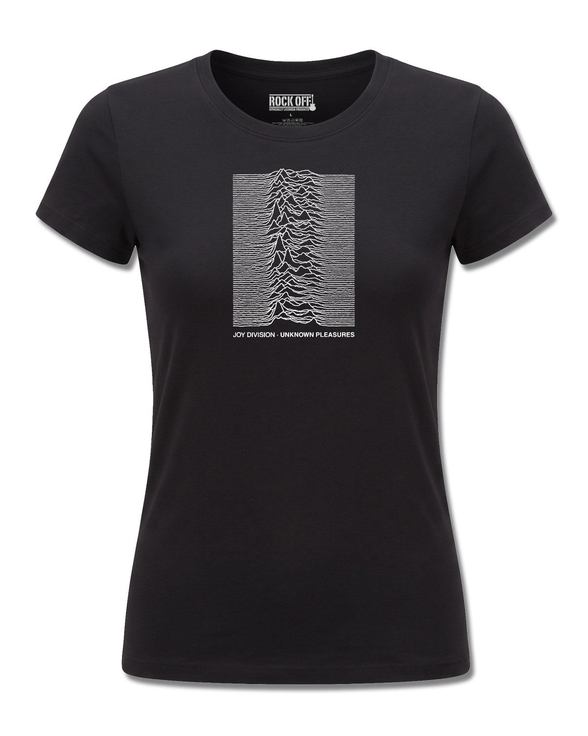 Joy Division Unknown Pleasures (Joy Division) design, front view on Black F775, Rock Off Retail official merch