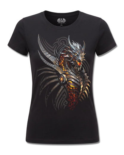 Spiral Razor Back design, front view on Black F775, Rock Off Retail official merch