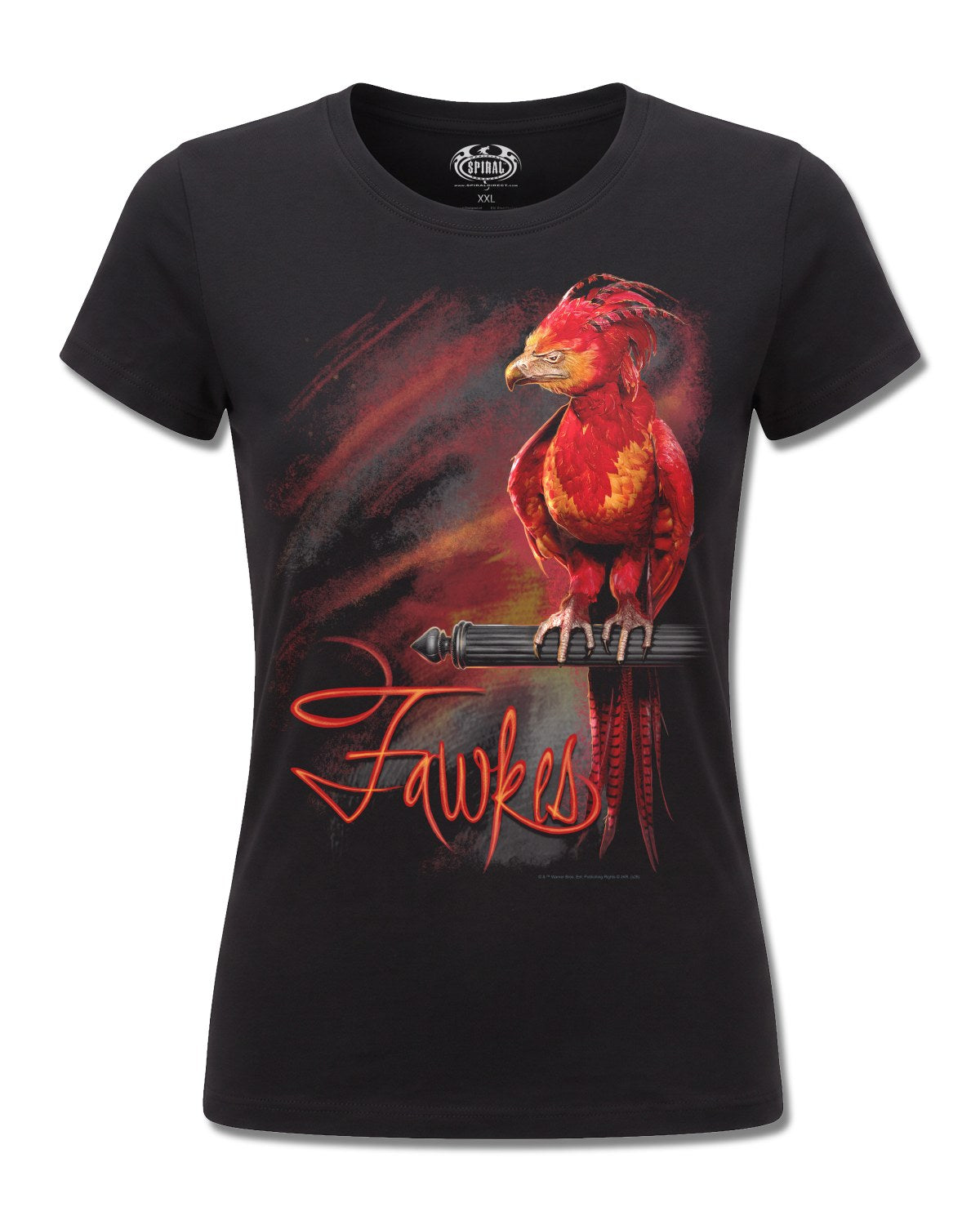 Harry Potter Fawkes (Harry Potter) design, front view on Black F775, Rock Off Retail official merch