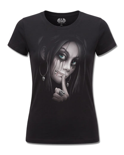 Spiral Zipped design, front view on Black F775, Rock Off Retail official merch