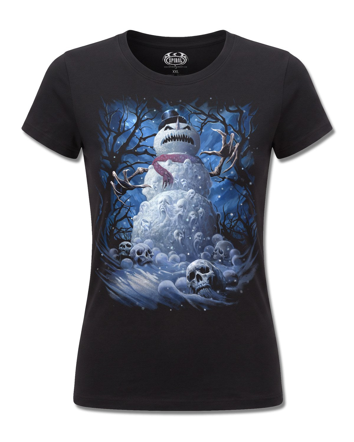 Spiral Dead Cold design, front view on Black F775, Rock Off Retail official merch