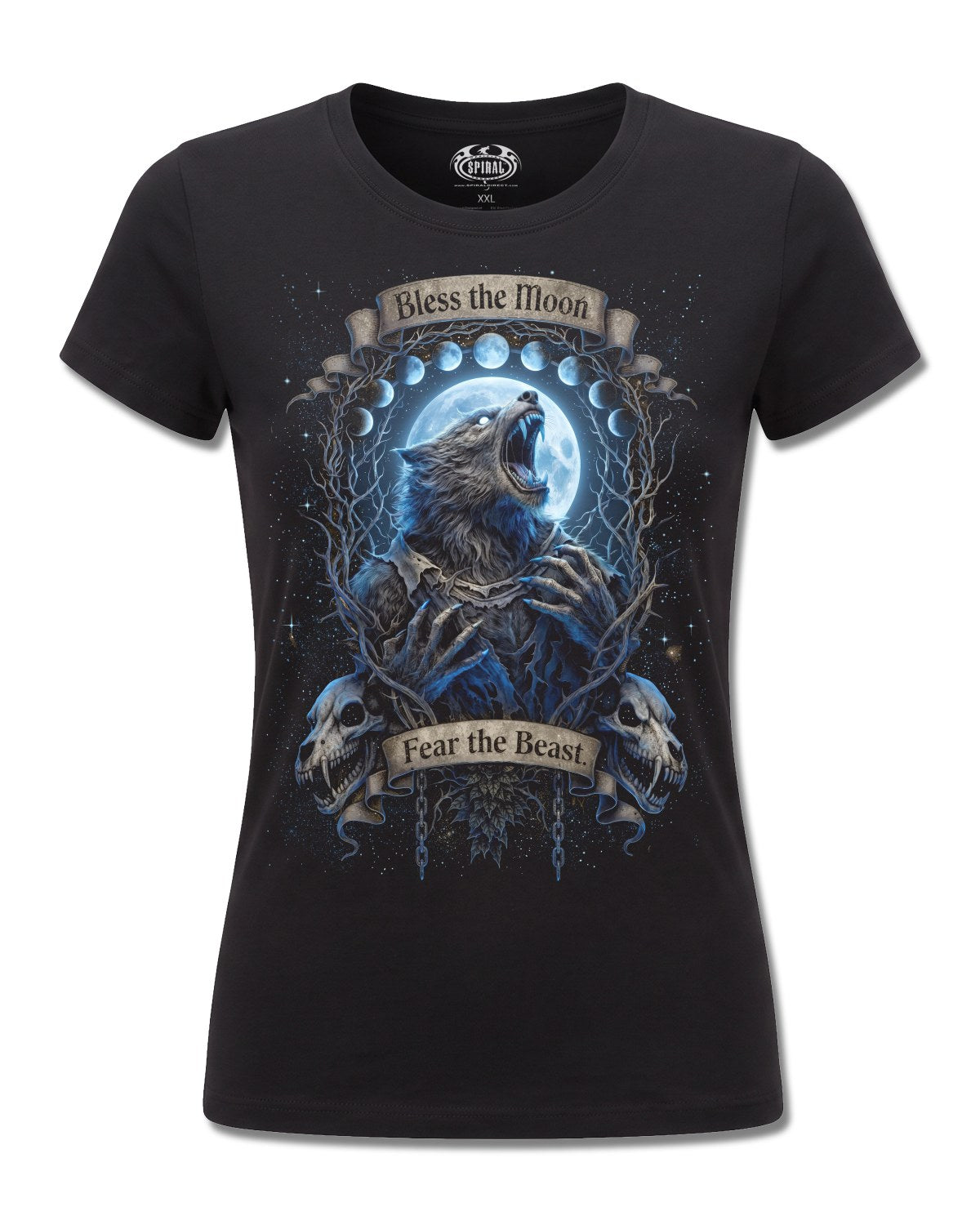 Spiral Fear The Beast design, front view on Black F775, Rock Off Retail official merch