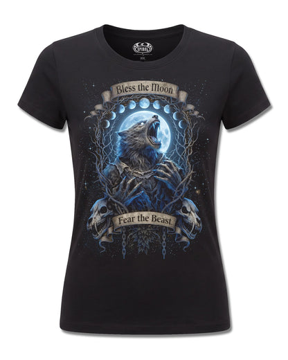Spiral Fear The Beast design, front view on Black F775, Rock Off Retail official merch