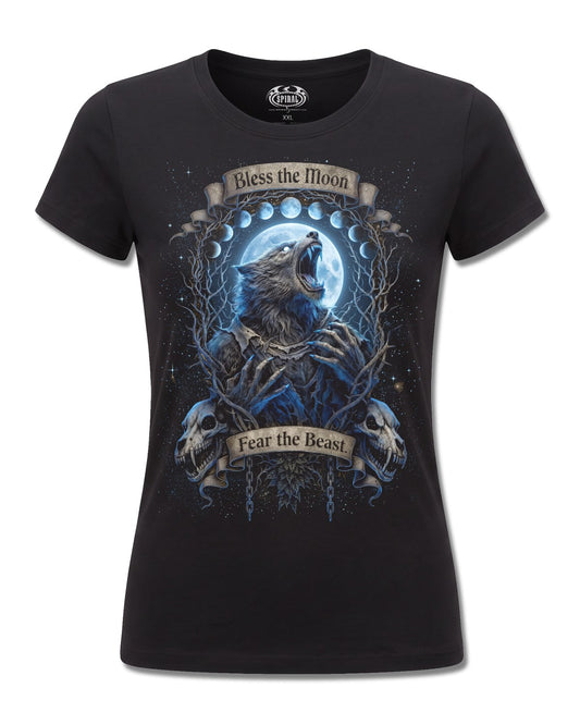 Spiral Fear The Beast design, front view on Black F775, Rock Off Retail official merch