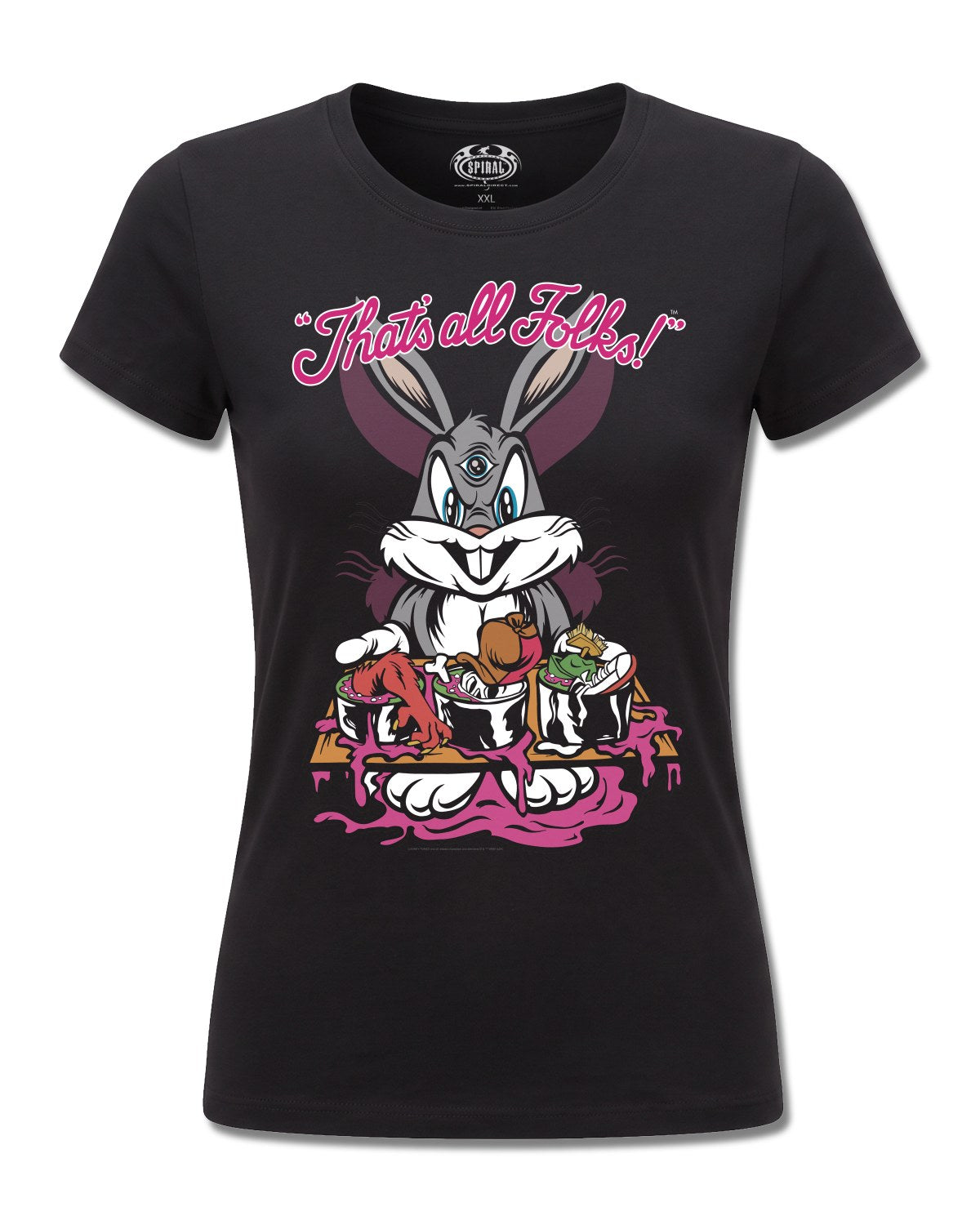Looney Tunes Bugs Evil Bunny (Looney Tunes) design, front view on Black F775, Rock Off Retail official merch