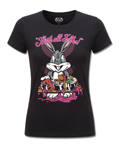 Looney Tunes Bugs Evil Bunny (Looney Tunes) design, front view on Black F775, Rock Off Retail official merch