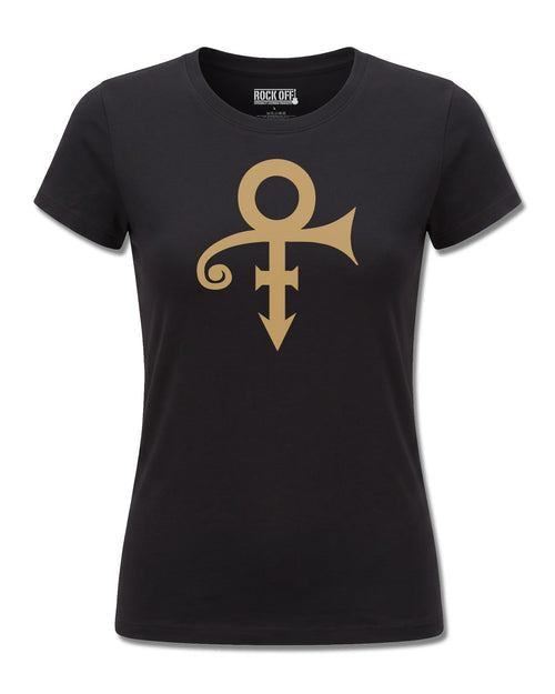 Prince Symbol (Prince) design, front view on Black F775, Rock Off Retail official merch