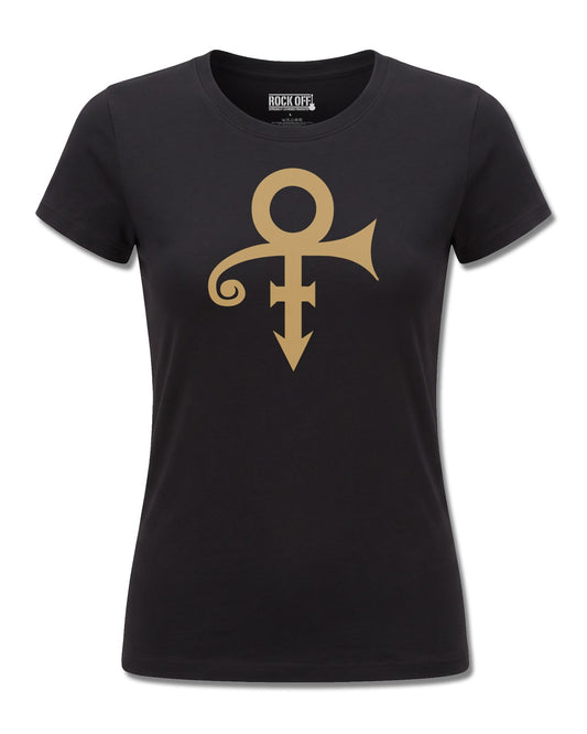 Prince Symbol (Prince) design, front view on Black F775, Rock Off Retail official merch