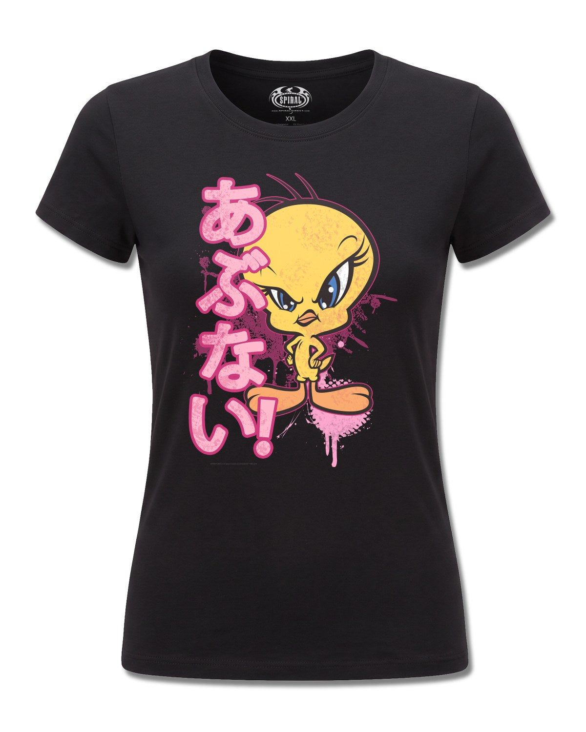 Looney Tunes Tweety Danger (Looney Tunes) design, front view on Black F775, Rock Off Retail official merch