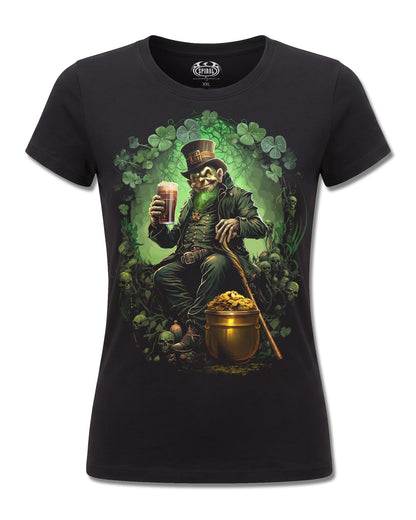 Spiral Shenanigans design, front view on Black F775, Rock Off Retail official merch