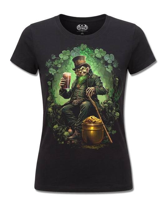 Spiral Shenanigans design, front view on Black F775, Rock Off Retail official merch