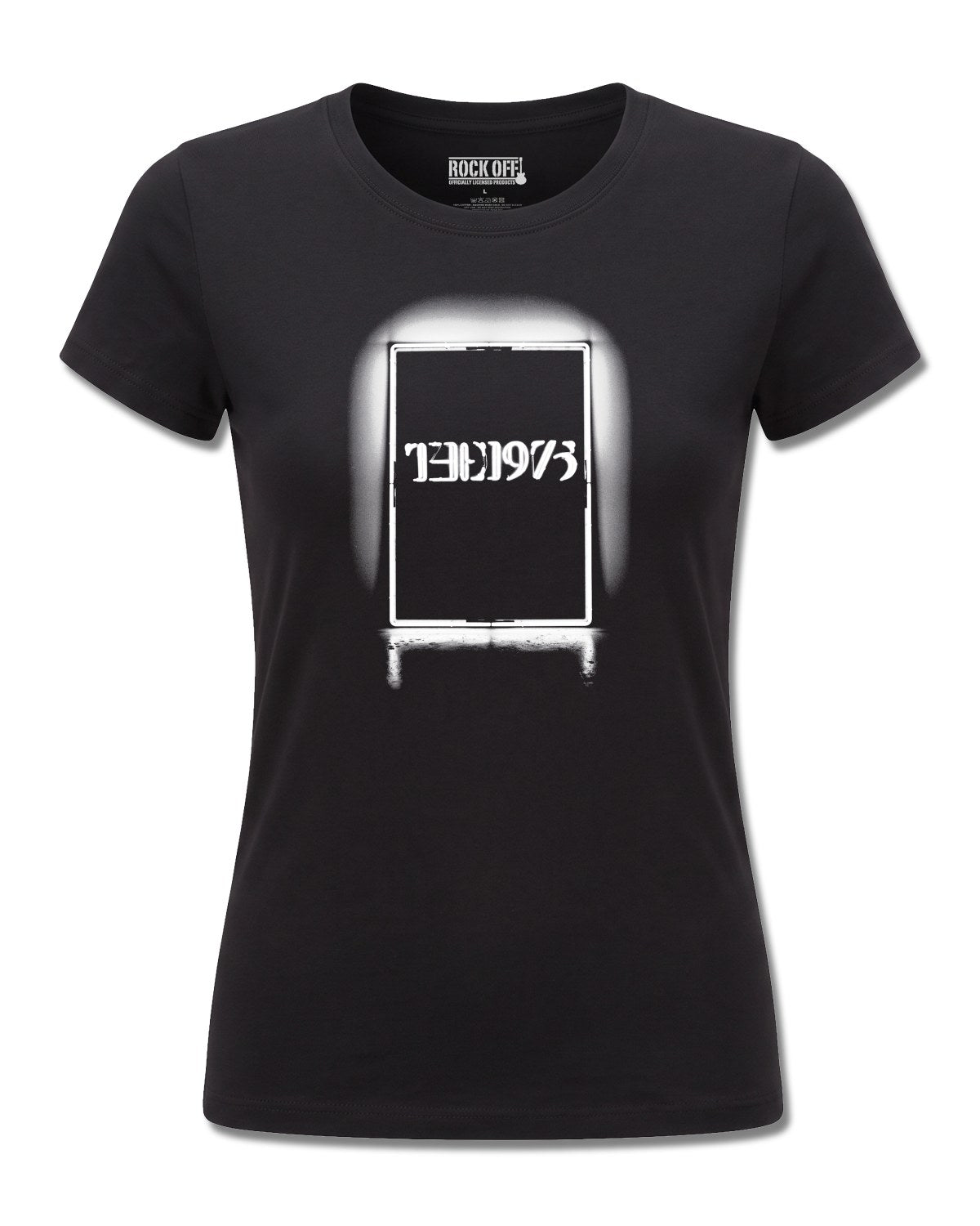 The 1975 Black Tour (The 1975) design, front view on Black F775, Rock Off Retail official merch