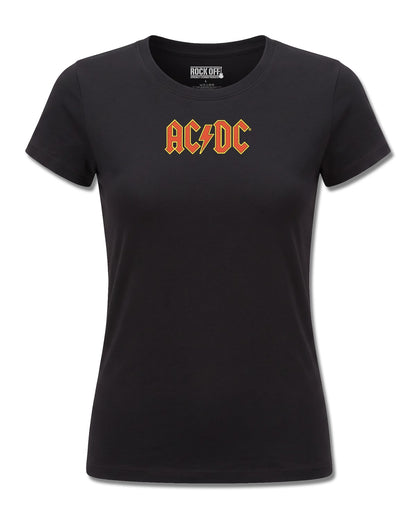 AC/DC Logo (AC/DC) design, front view on Black F775, Rock Off Retail official merch