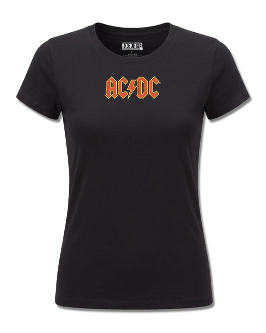 AC/DC Logo (AC/DC) design, front view on Black F775, Rock Off Retail official merch