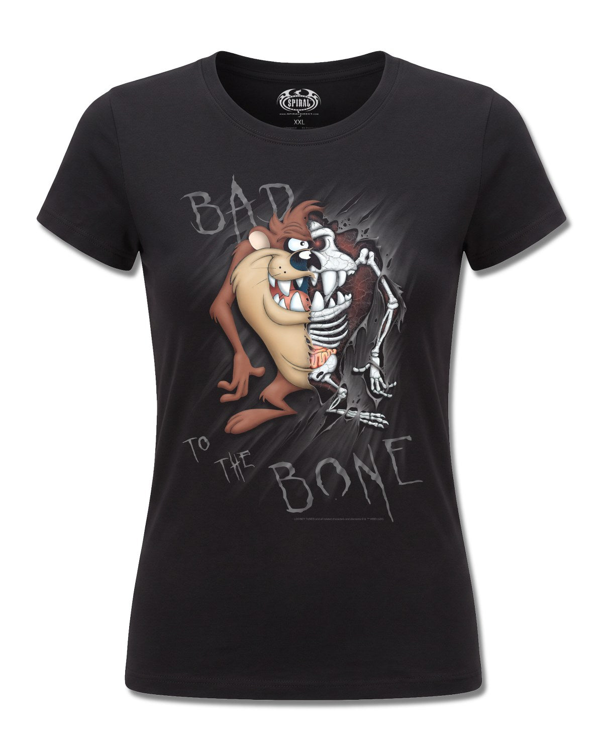 Looney Tunes Taz Bad 2 D Bone (Looney Tunes) design, front view on Black F775, Rock Off Retail official merch