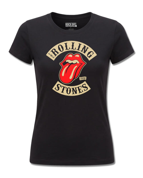 The Rolling Stones Tour 1978 (The Rolling Stones) design, front view on Black F775, Rock Off Retail official merch