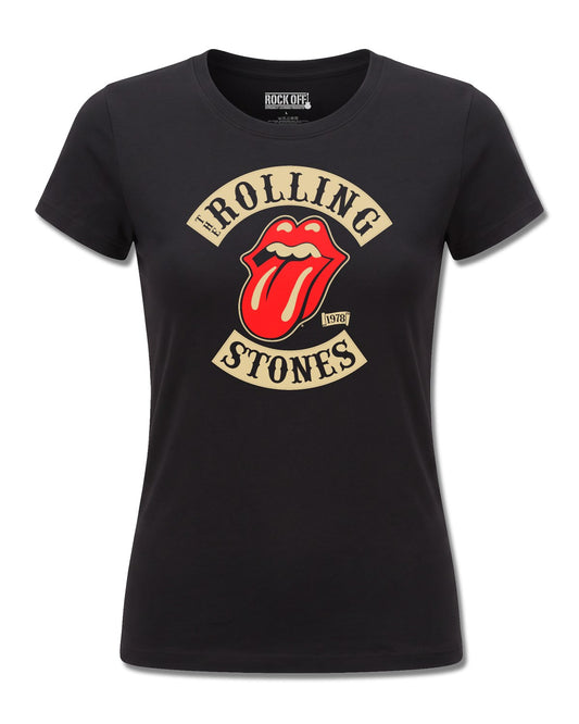 The Rolling Stones Tour 1978 (The Rolling Stones) design, front view on Black F775, Rock Off Retail official merch