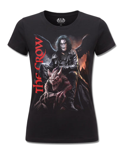 The Crow Gargoyle (The Crow) design, front view on Black F775, Rock Off Retail official merch