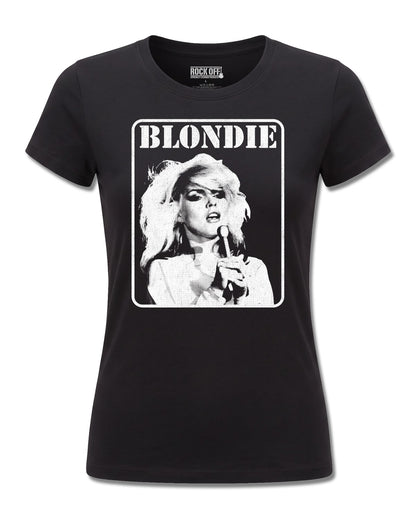 Blondie Presente Poster (Blondie) design, front view on Black F775, Rock Off Retail official merch