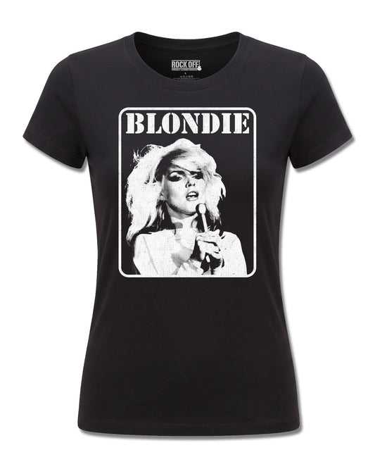 Blondie Presente Poster (Blondie) design, front view on Black F775, Rock Off Retail official merch