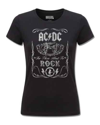 AC/DC Vintage Cannon Swig (AC/DC) design, front view on Black F775, Rock Off Retail official merch