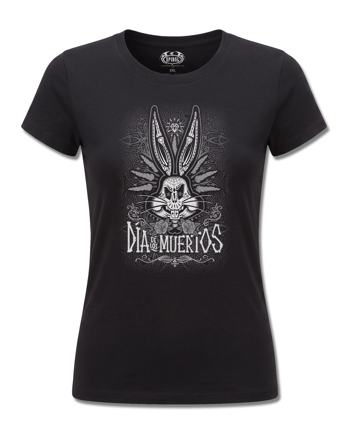 Looney Tunes Bugs Muertos (Looney Tunes) design, front view on Black F775, Rock Off Retail official merch