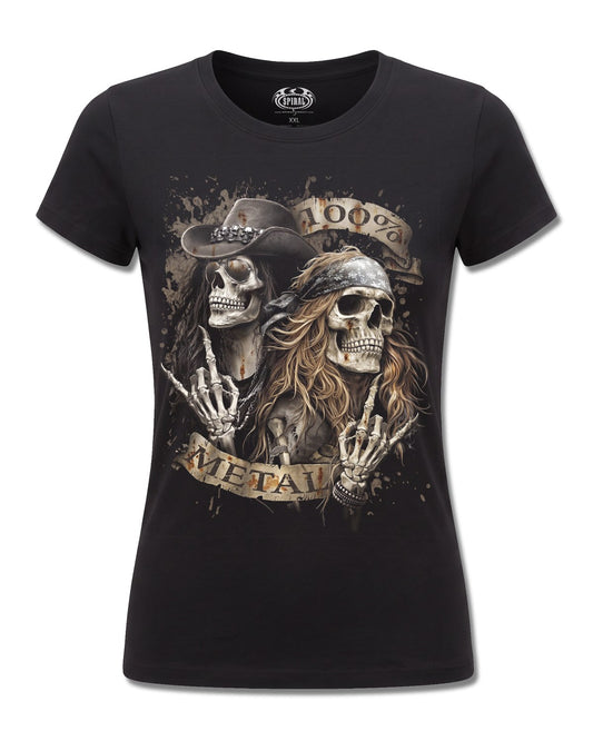 Spiral Pure Metal design, front view on Black F775, Rock Off Retail official merch