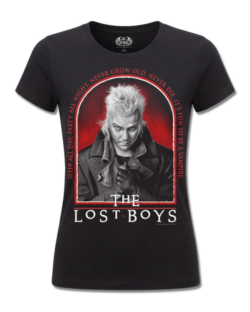 The Lost Boys Fun To Be A Vampire (The Lost Boys) design, front view on Black F775, Rock Off Retail official merch