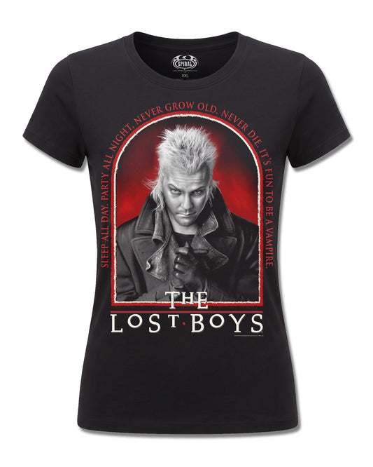 The Lost Boys Fun To Be A Vampire (The Lost Boys) design, front view on Black F775, Rock Off Retail official merch
