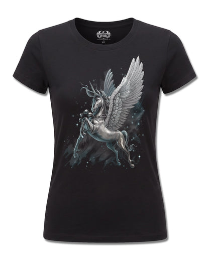 Spiral Celestial design, front view on Black F775, Rock Off Retail official merch