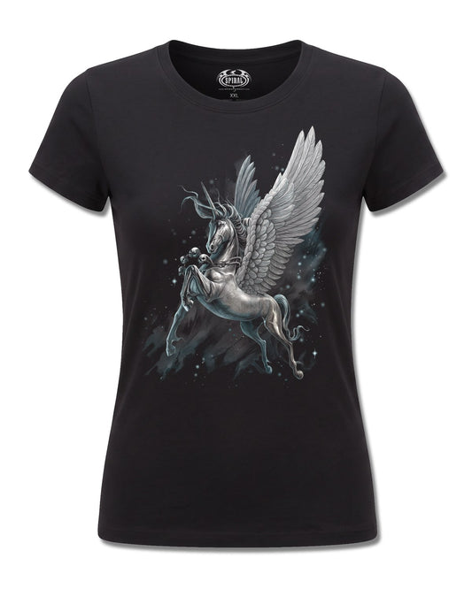 Spiral Celestial design, front view on Black F775, Rock Off Retail official merch